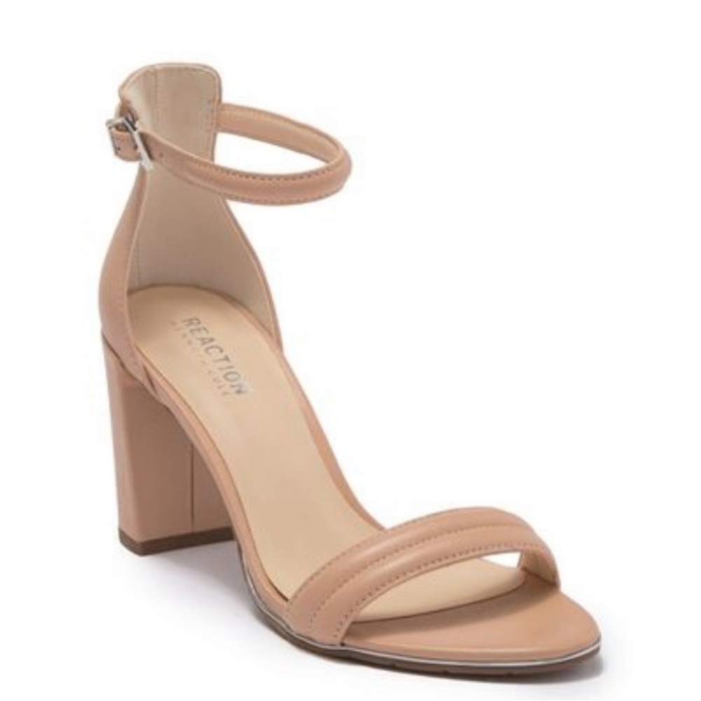 🕶️Kenneth Cole Reaction Lolita nude ankle strap block leather heels 11 42